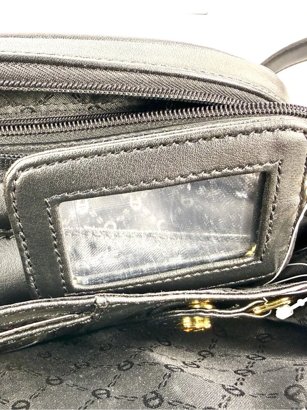 Etienne Aigner Black Crossbody Bag with Gold Hardware